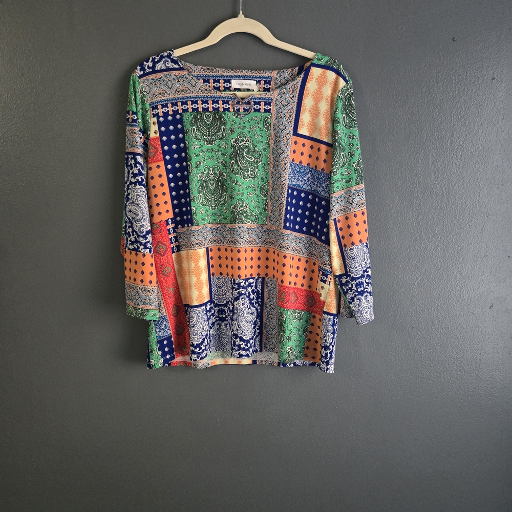 Calvin Klein Multicolor Patchwork Long Sleeve Top - image 1